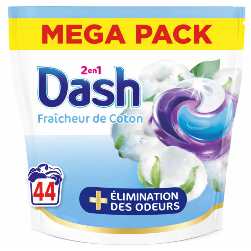 Капсулы для стирки Dash 2in1 Fraîcheur de Coton Mega Pack 44 шт.
